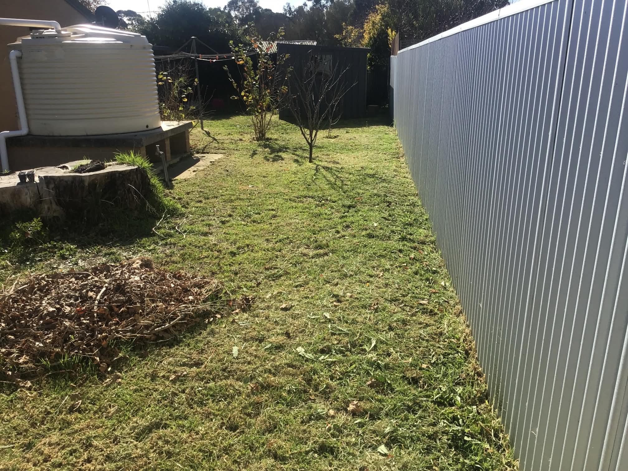 Garden tidy-up after mowing